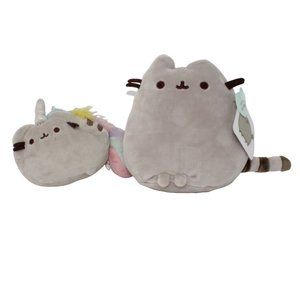Pusheen Gund Squisheen Sitting Gray Plush 6 inches Pusheenicorn Keyring Lot Of 2